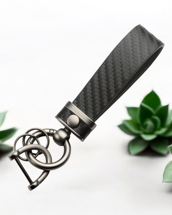 Llavero de EcoCuero estilo Fibra de Carbono