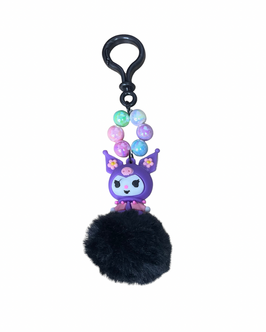 Llavero 3D Kuromi con pompón