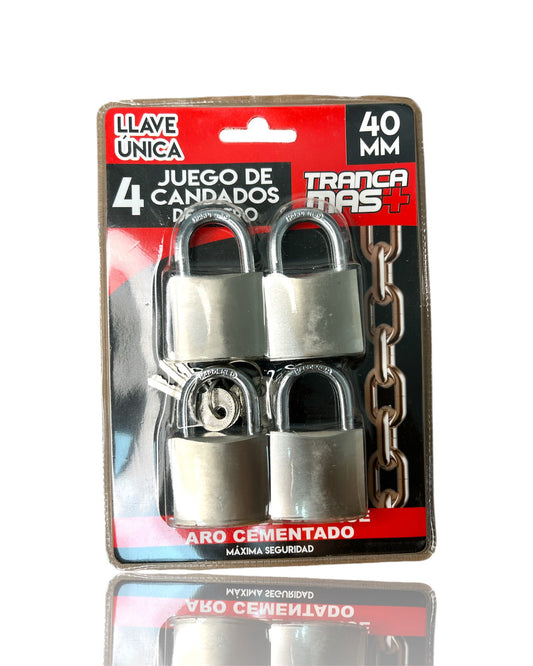 Juego de 4 Candados de Acero TrancaMas+ 40mm